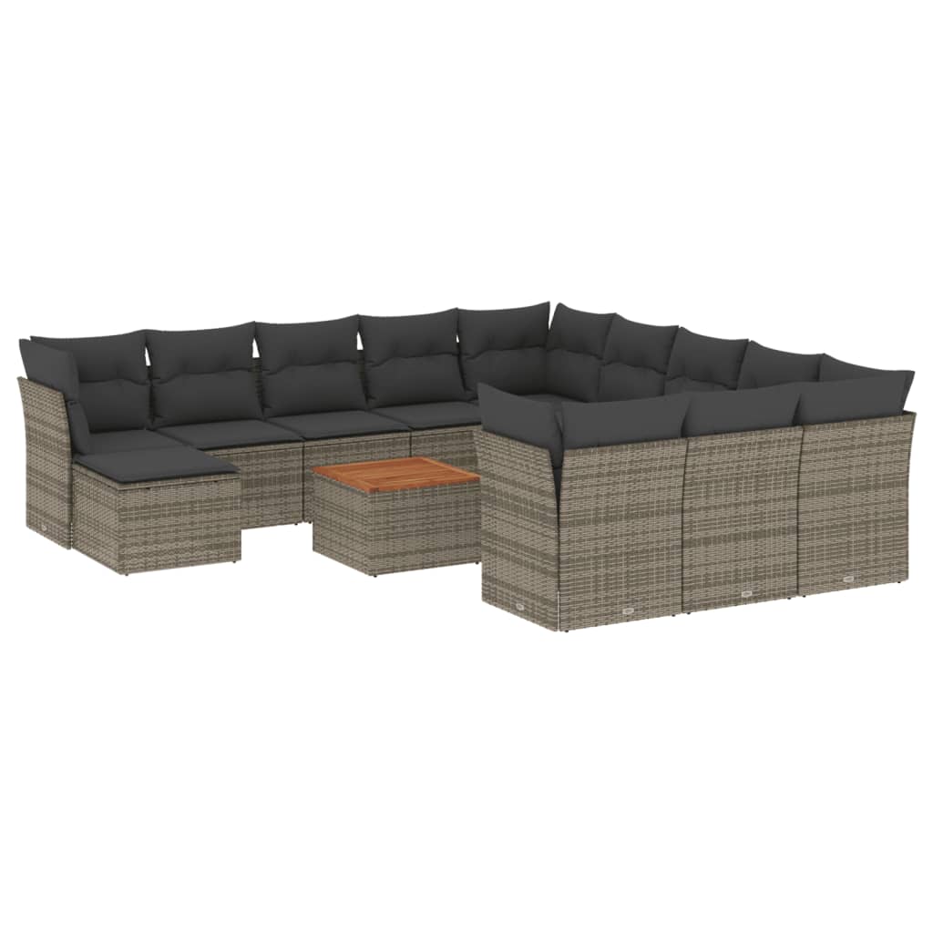 13-dijelni set vrtnih sofa od poliratana s jastucima sivi