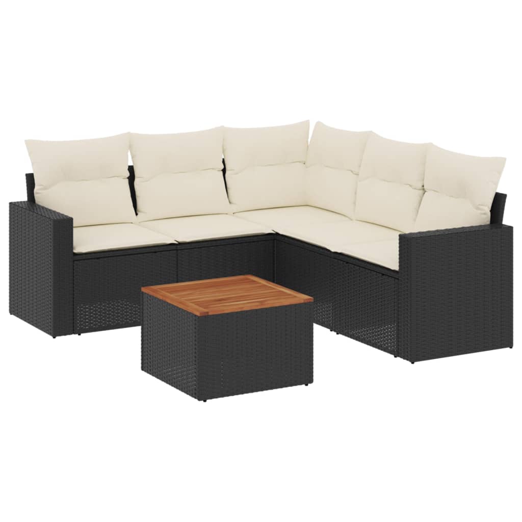 6-dijelni set vrtnih sofa s jastucima crni od poliratana