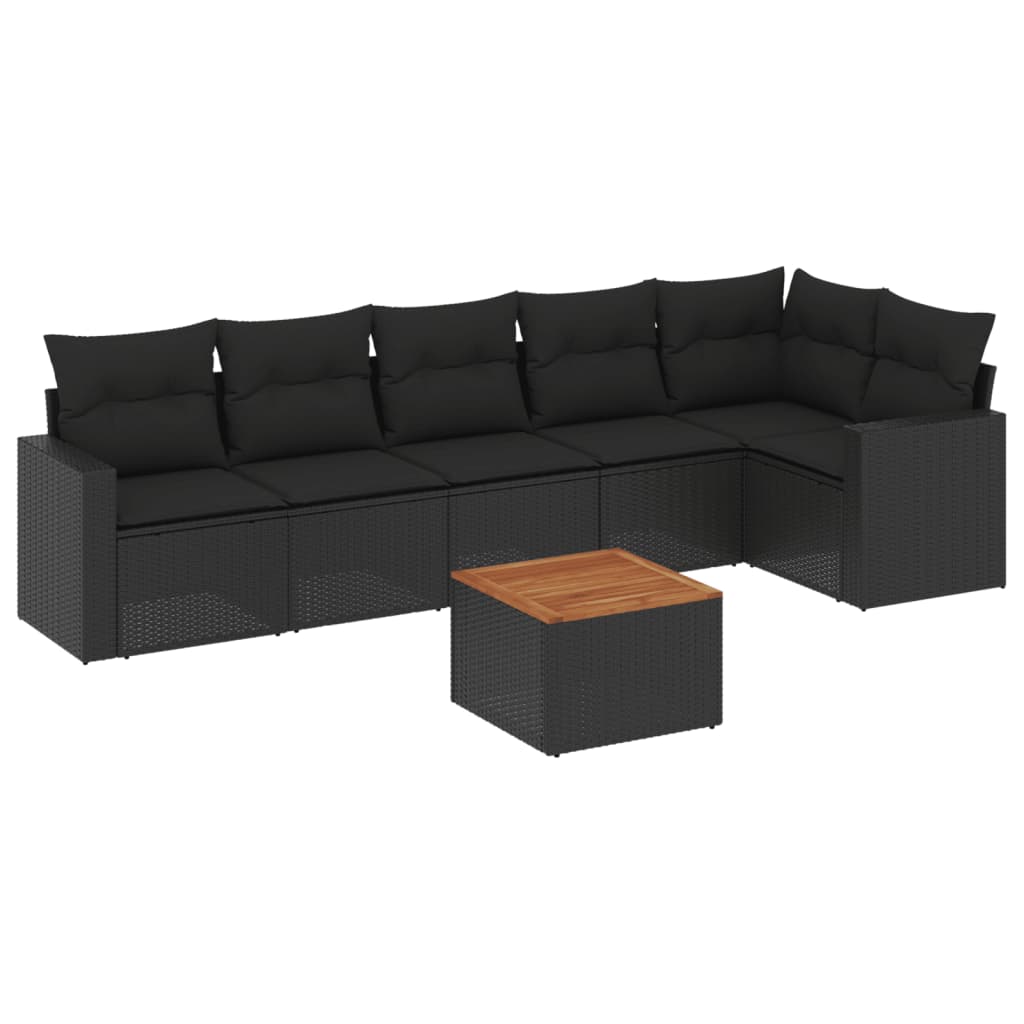 7-dijelni set vrtnih sofa od poliratana s jastucima crni