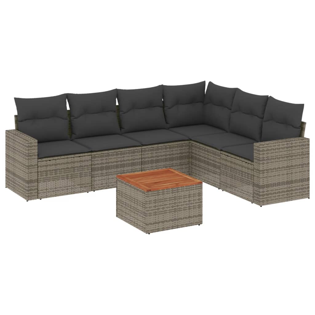 7-dijelni set vrtnih sofa sivi od poliratana