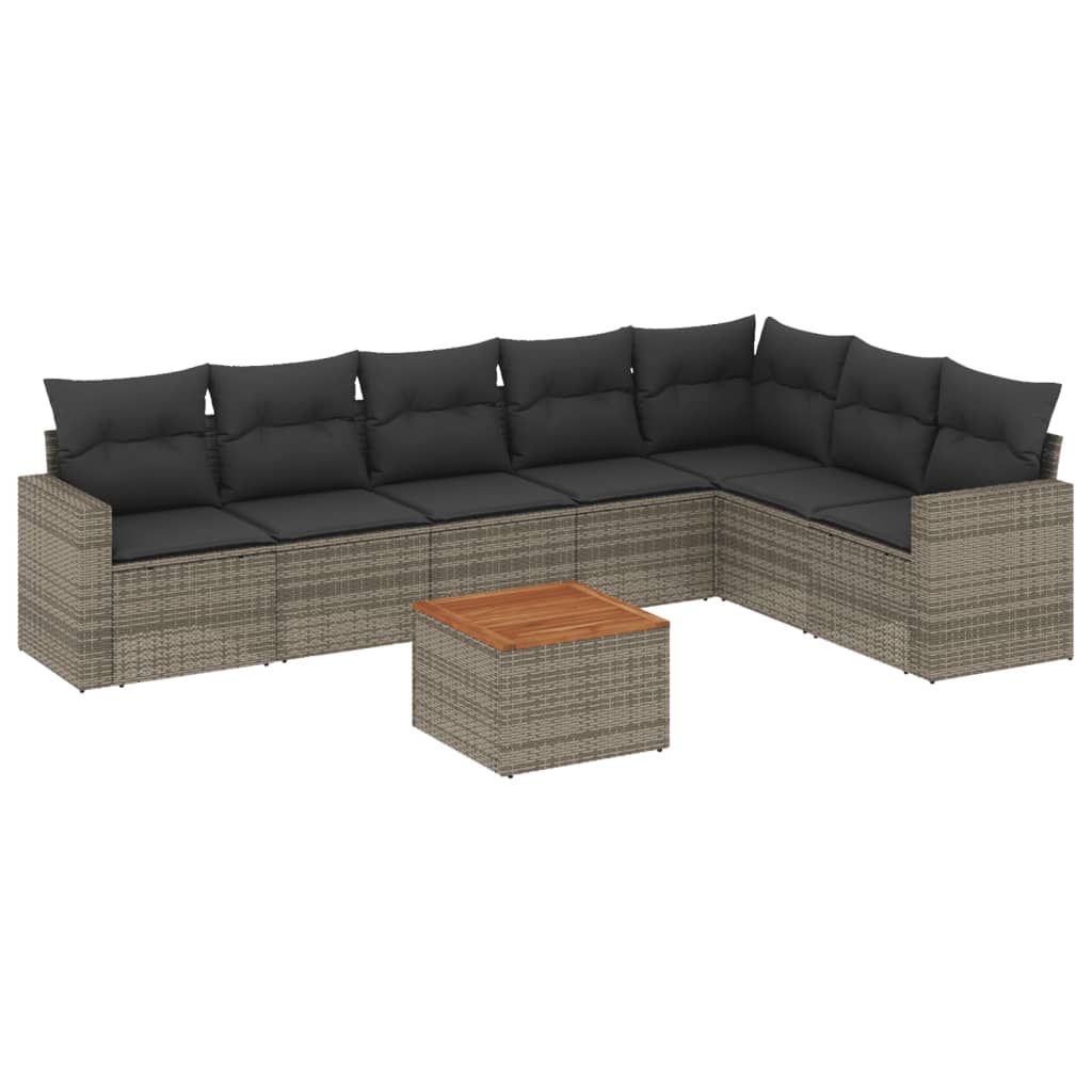8-dijelni set vrtnih sofa od poliratana s jastucima sivi