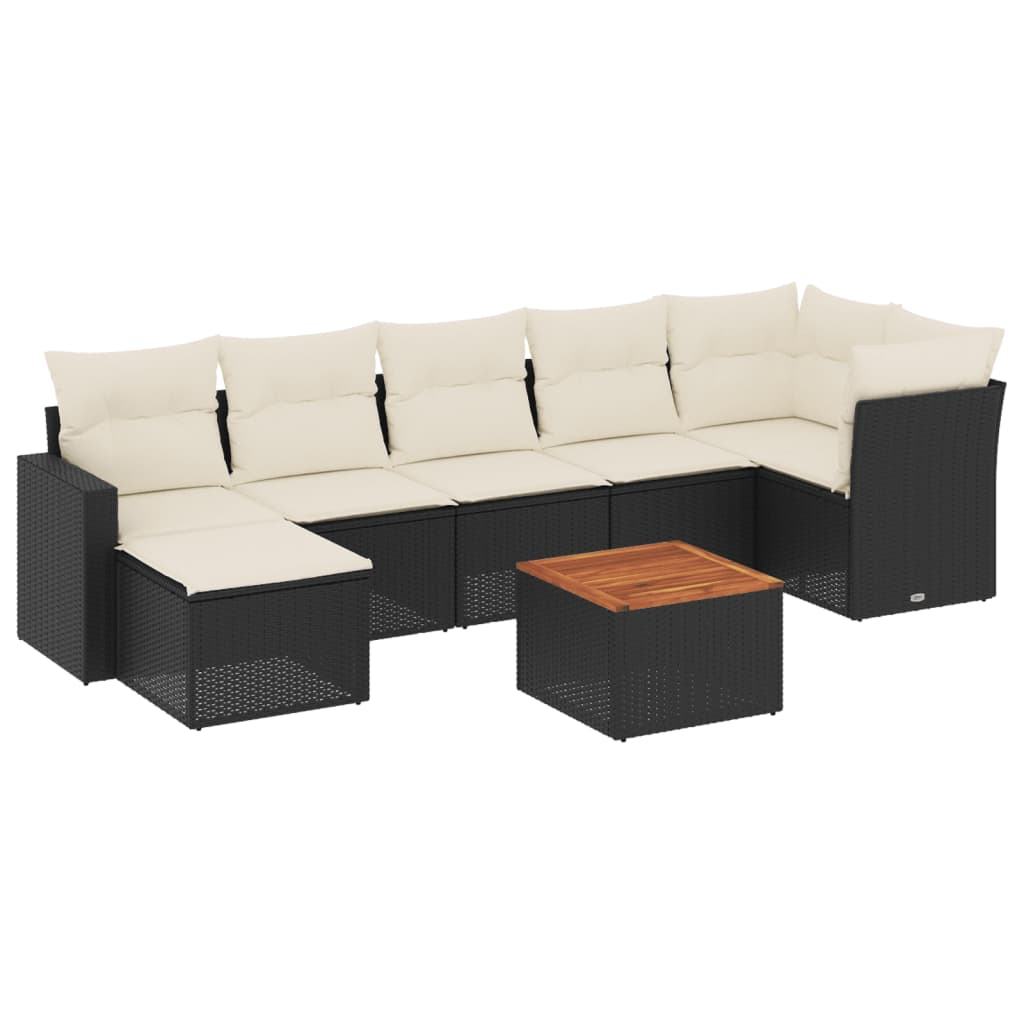 8-dijelni set vrtnih sofa od poliratana s jastucima crni