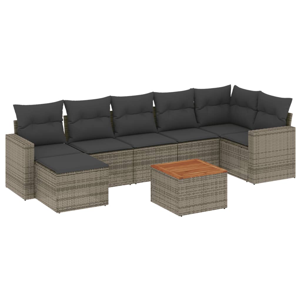 8-dijelni set vrtnih sofa od poliratana s jastucima sivi