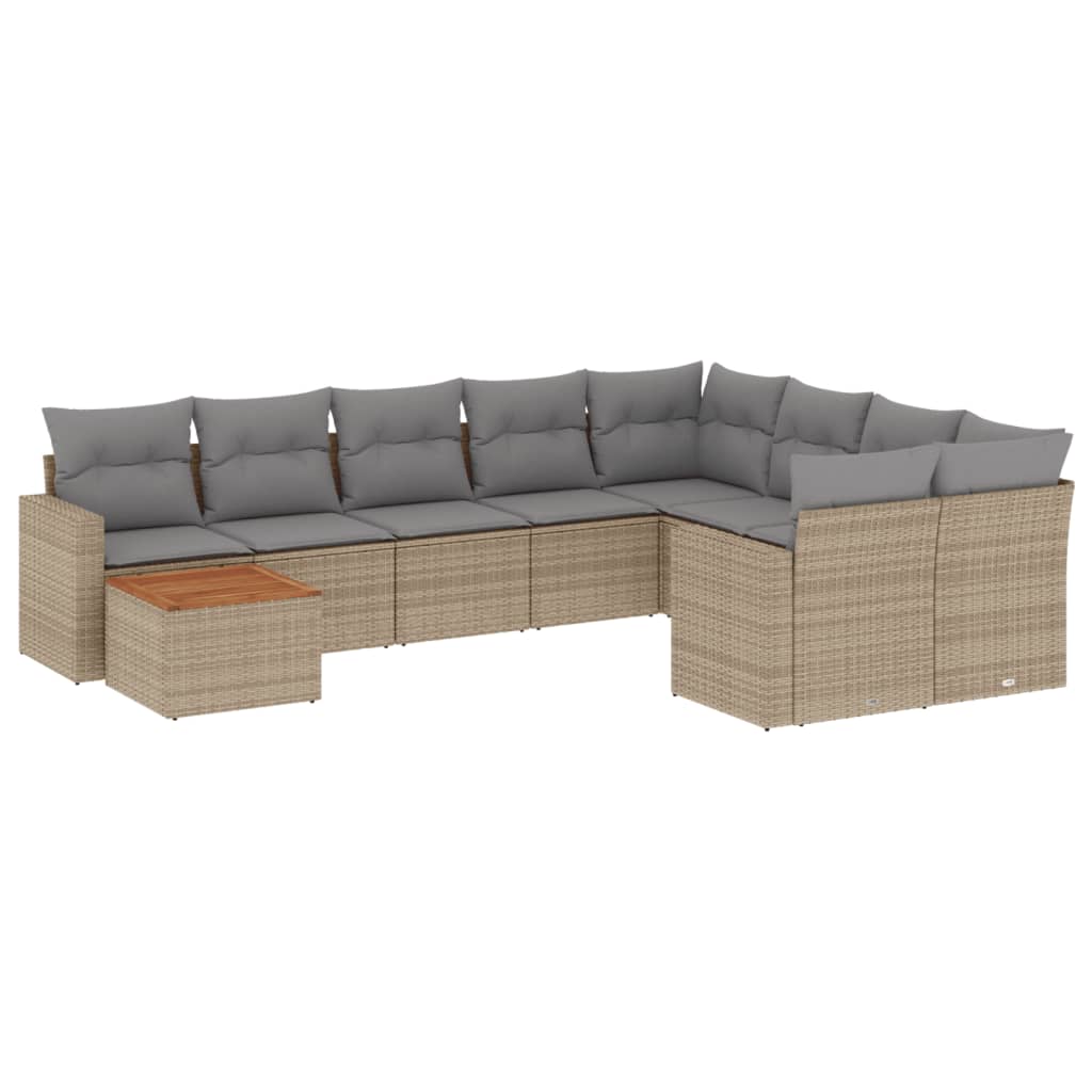 10-dijelni set vrtnih sofa s jastucima bež od poliratana