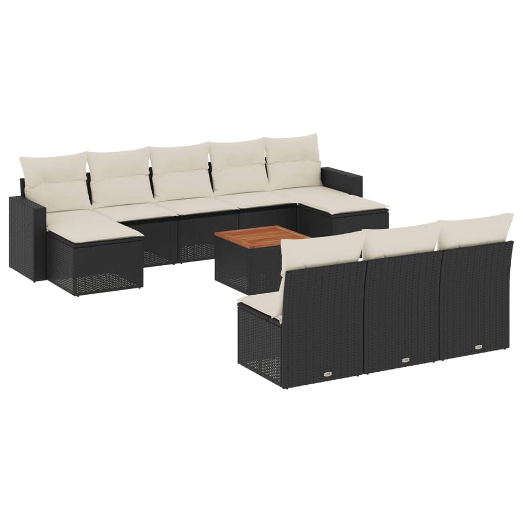 11-dijelni set vrtnih sofa od poliratana s jastucima crni