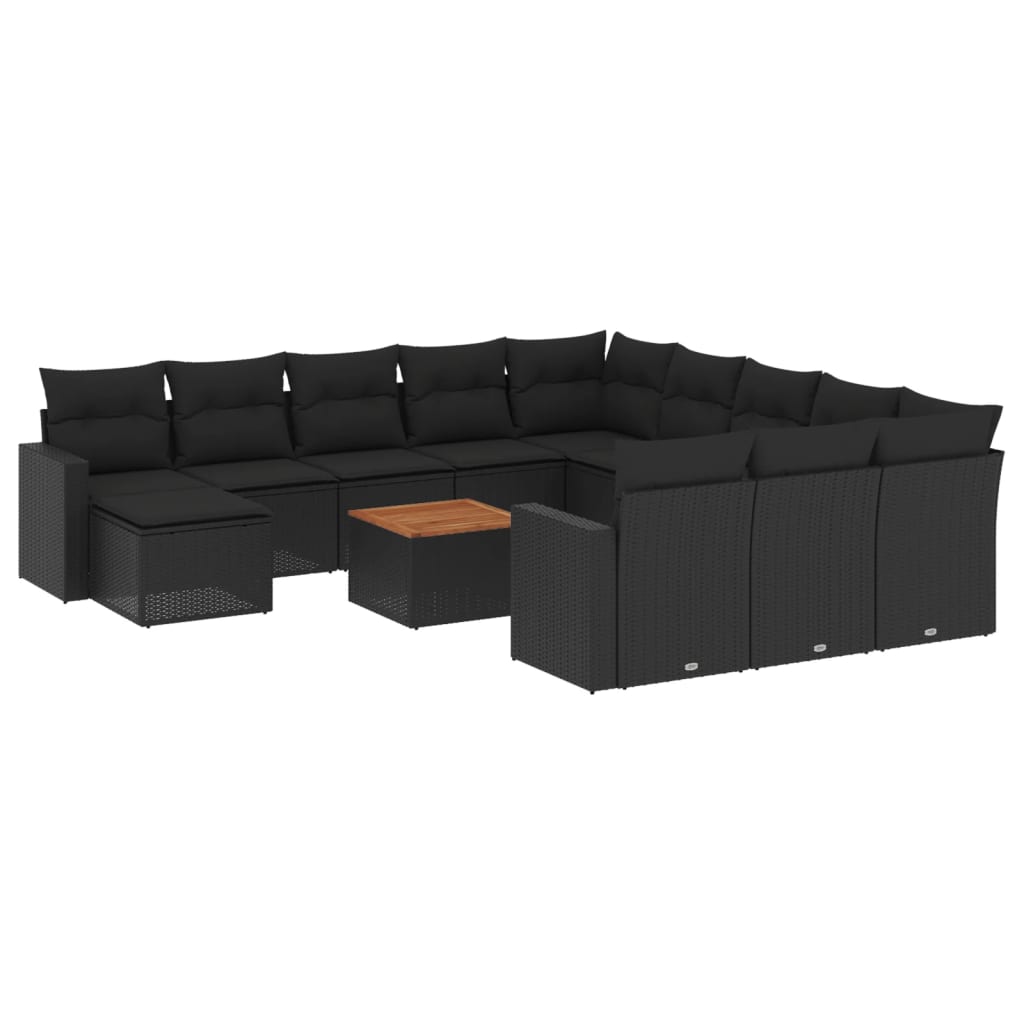 13-dijelni set vrtnih sofa s jastucima poliratan crni