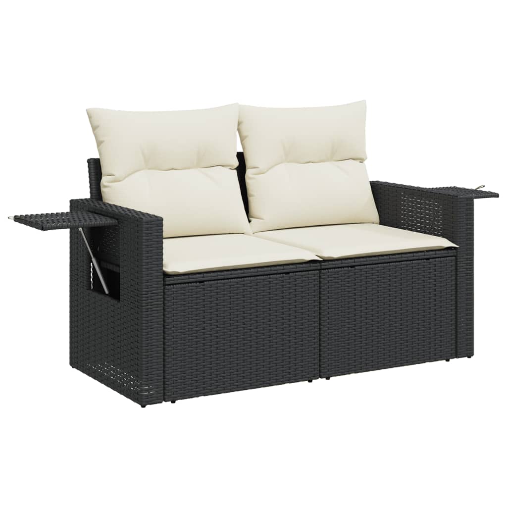 7-dijelni set vrtnih sofa od poliratana s jastucima crni
