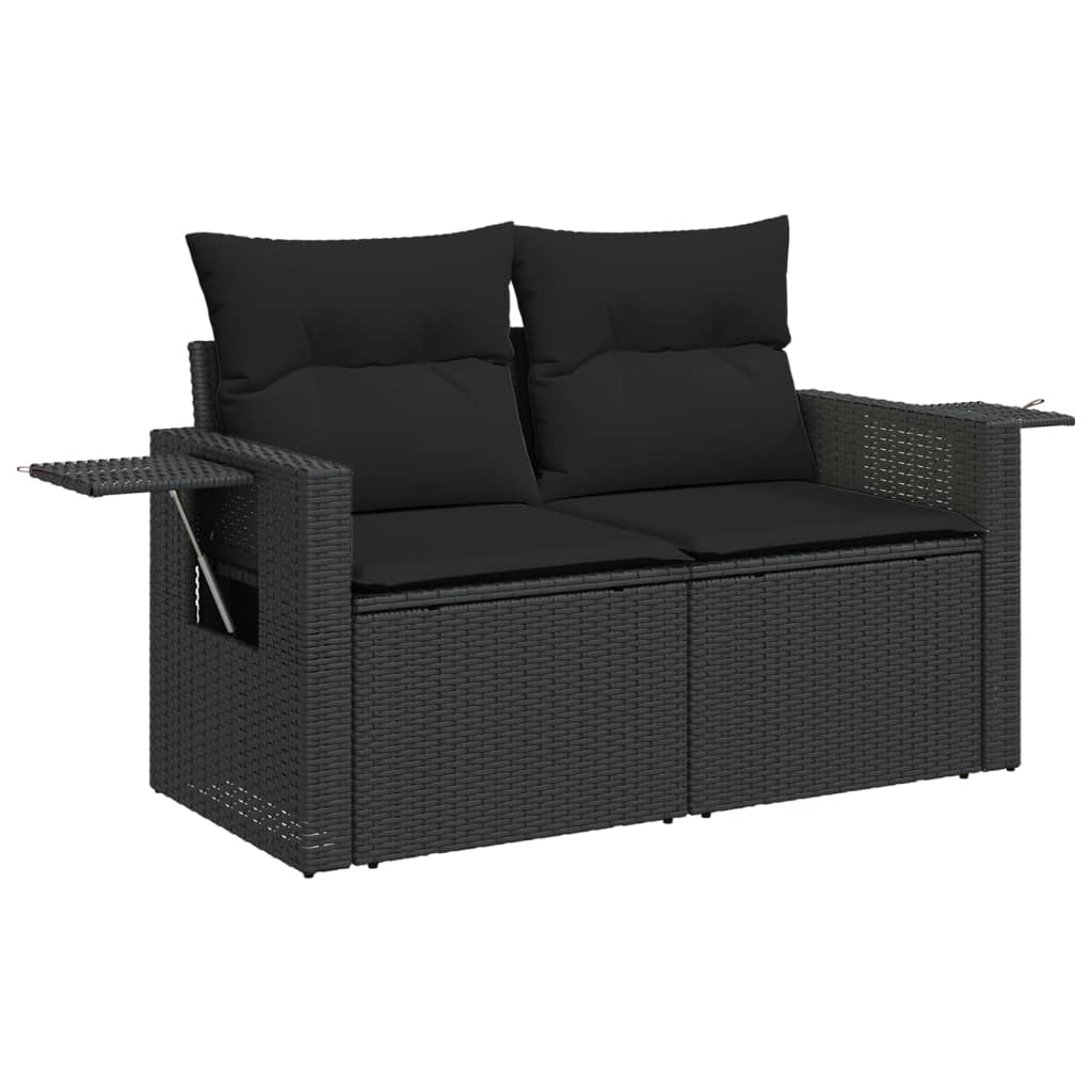 7-dijelni set vrtnih sofa od poliratana s jastucima crni