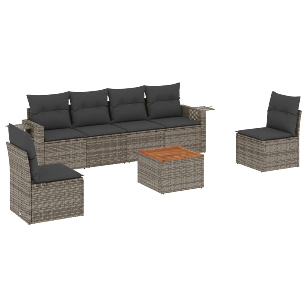 7-dijelni set vrtnih sofa sivi od poliratana