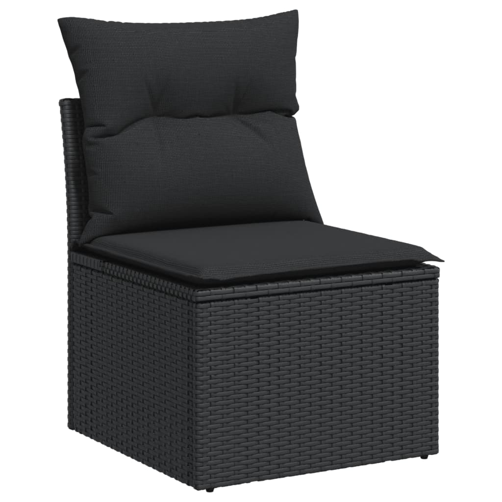 11-dijelni set vrtnih sofa od poliratana s jastucima crni