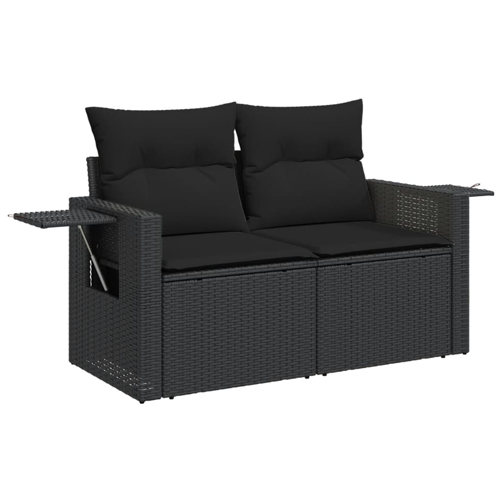 11-dijelni set vrtnih sofa od poliratana s jastucima crni