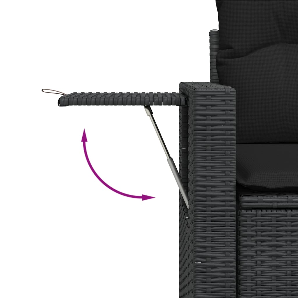 11-dijelni set vrtnih sofa od poliratana s jastucima crni