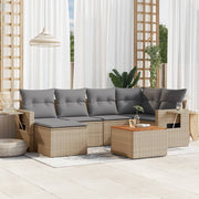 7-dijelni set vrtnih sofa od poliratana s jastucima bež 62 x 62 x 69 cm