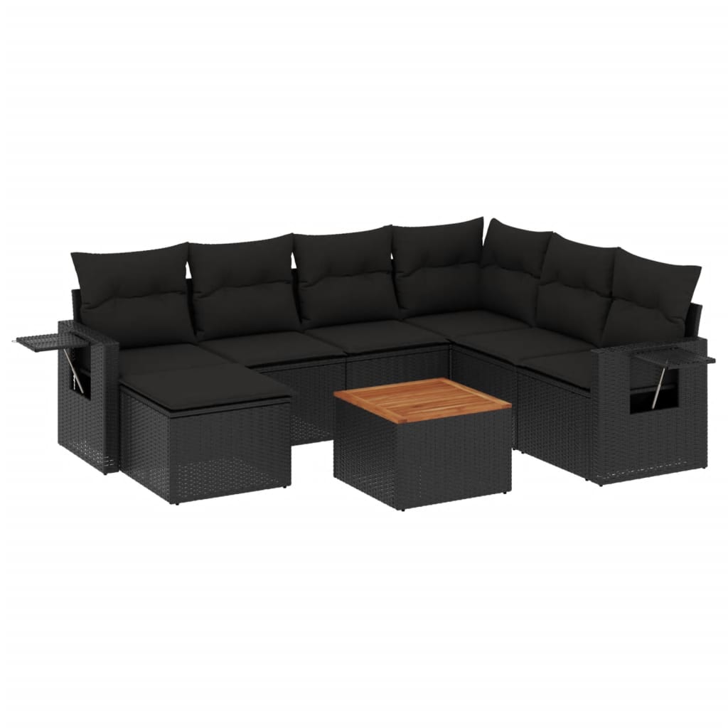 8-dijelni set vrtnih sofa od poliratana s jastucima crni Crna 62 x 62 x 69 cm