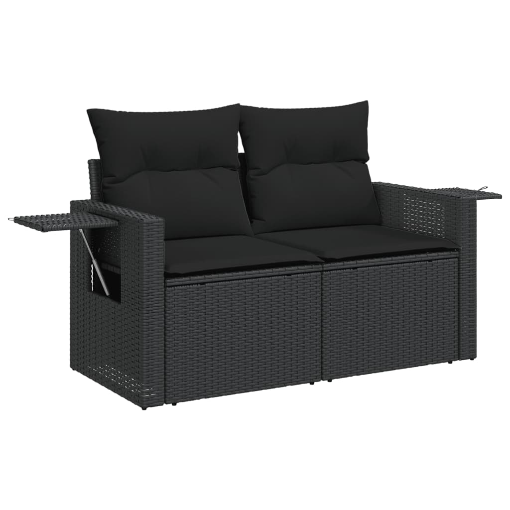 8-dijelni set vrtnih sofa od poliratana s jastucima crni