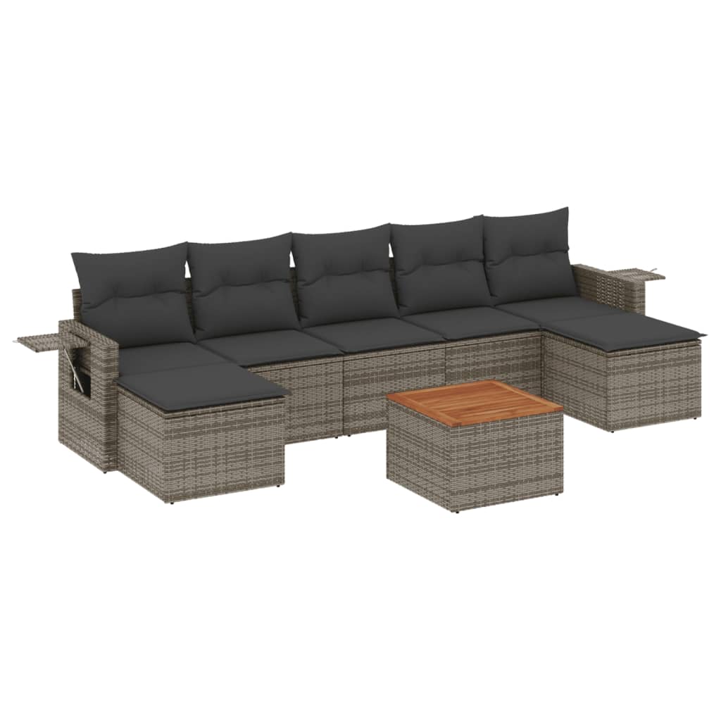 8-dijelni set vrtnih sofa od poliratana s jastucima sivi