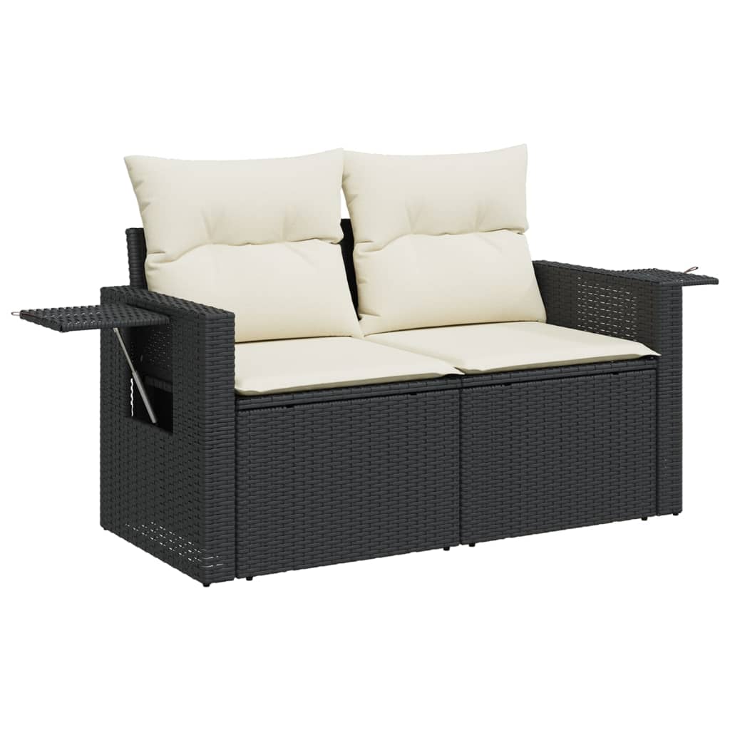 10-dijelni set vrtnih sofa s jastucima crni od poliratana