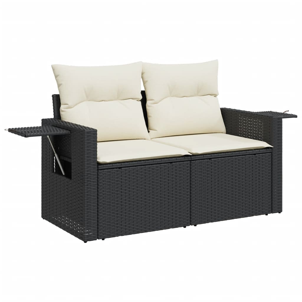12-dijelni set vrtnih sofa od poliratana s jastucima crni