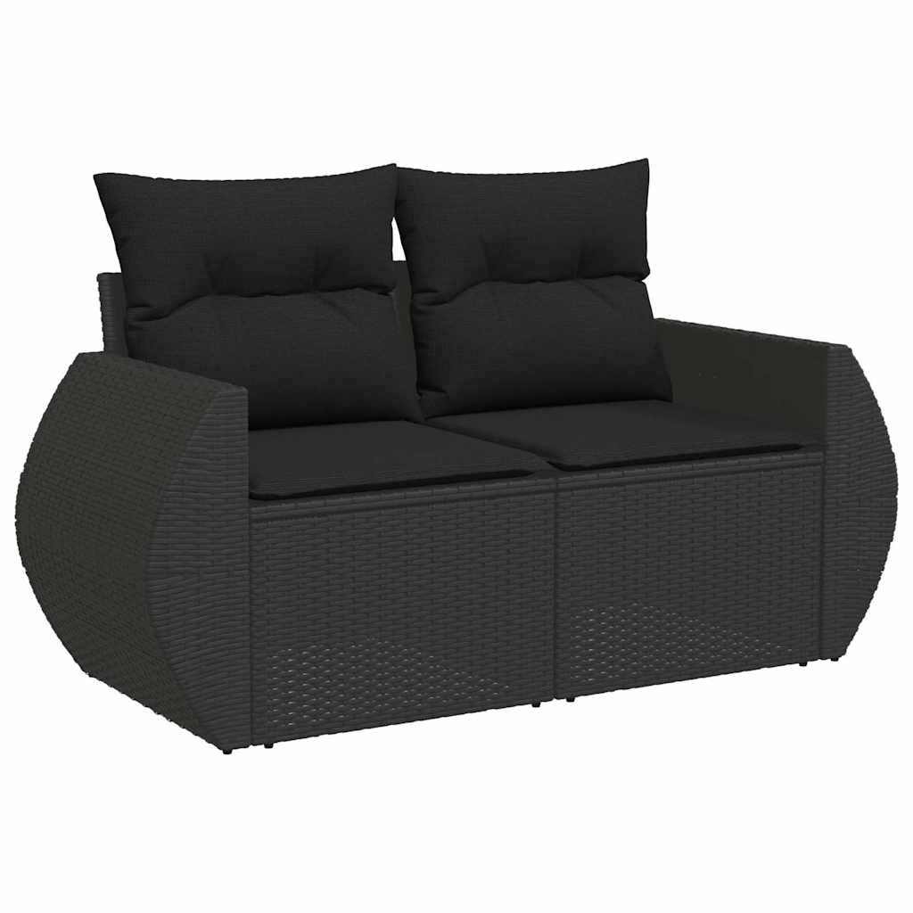 9-dijelni set vrtnih sofa s jastucima crni od poliratana
