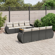 9-dijelni set vrtnih sofa s jastucima crni od poliratana Crna 70 x 62 x 69 cm