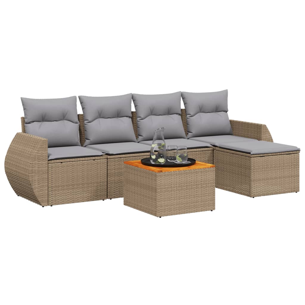 6-dijelni set vrtnih sofa s jastucima bež od poliratana 71 x 62 x 69 cm