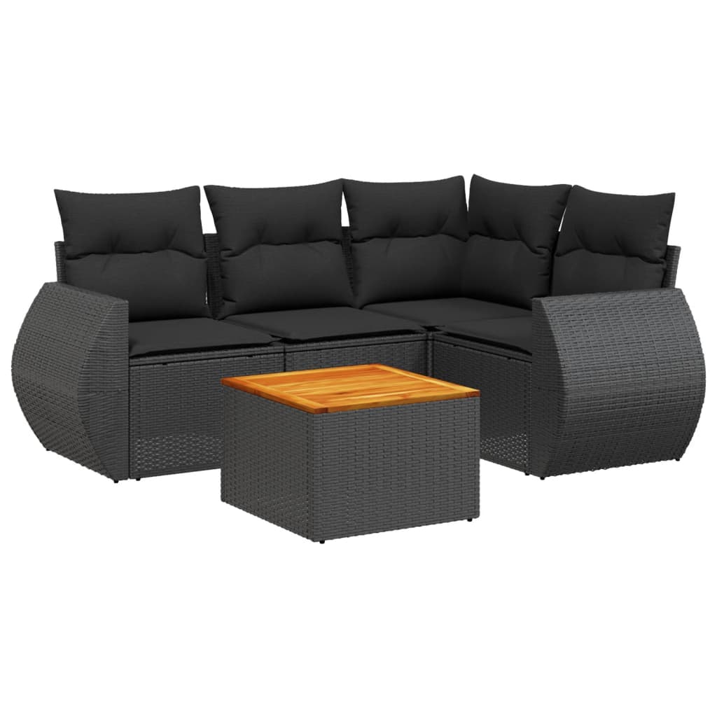 5-dijelni vrtni set sofa s jastucima bež od poliratana