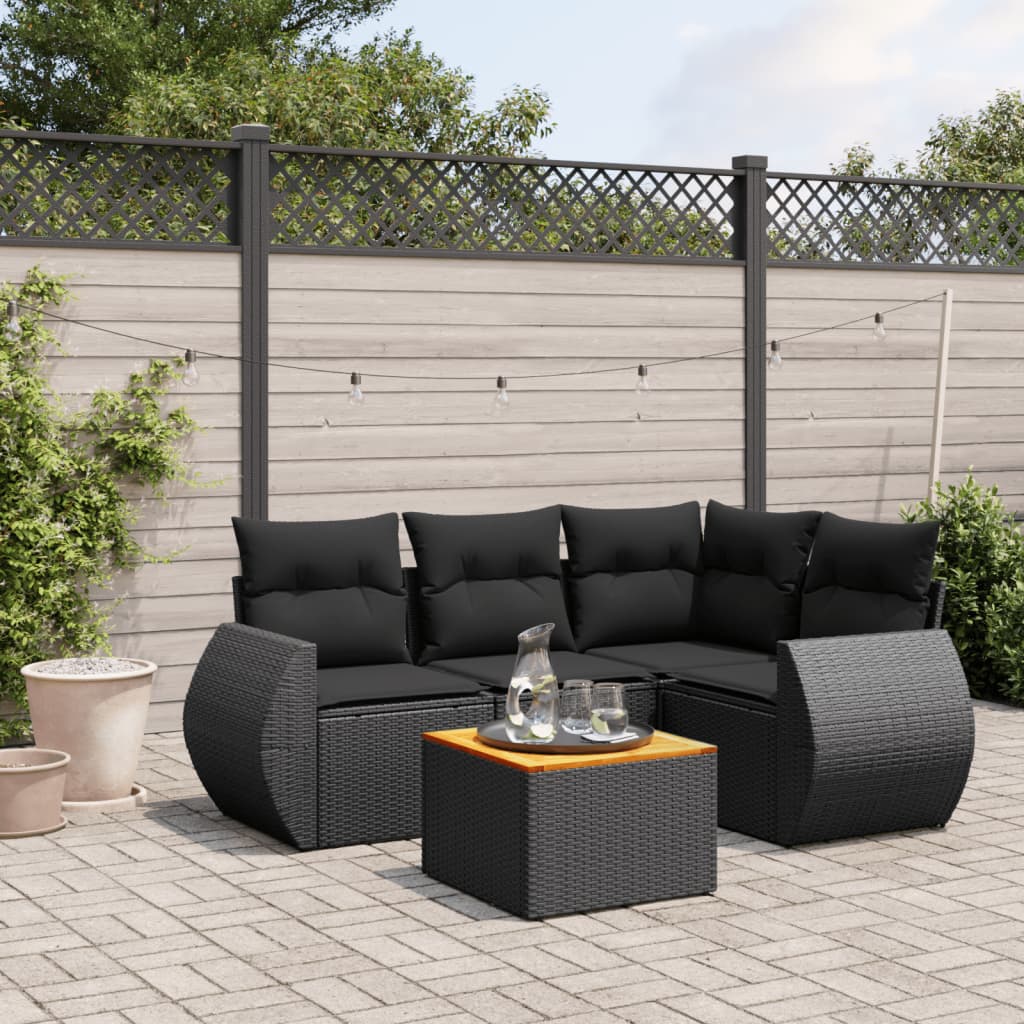 5-dijelni vrtni set sofa s jastucima bež od poliratana