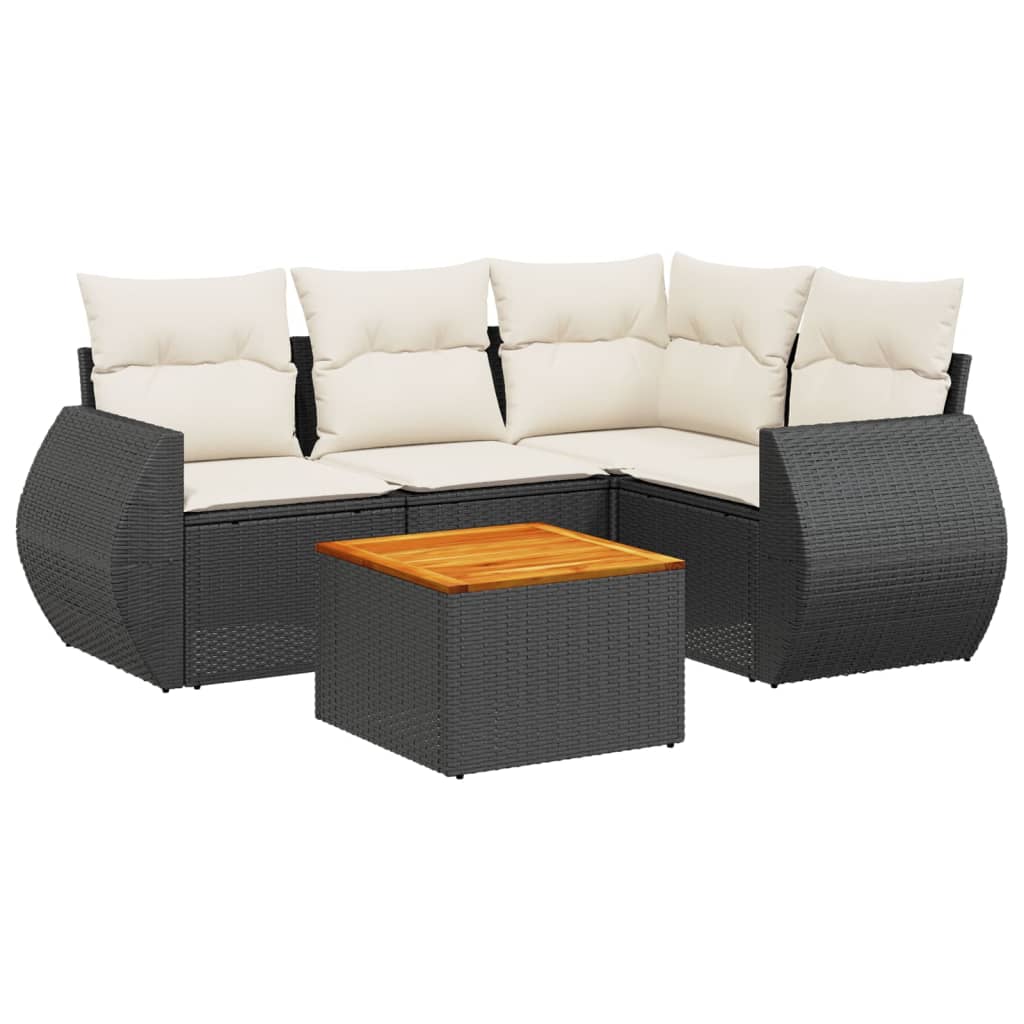 5-dijelni vrtni set sofa s jastucima bež od poliratana