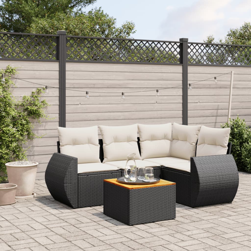5-dijelni vrtni set sofa s jastucima bež od poliratana