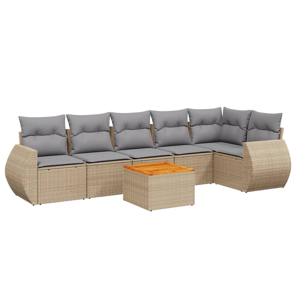 7-dijelni set vrtnih sofa od poliratana s jastucima bež