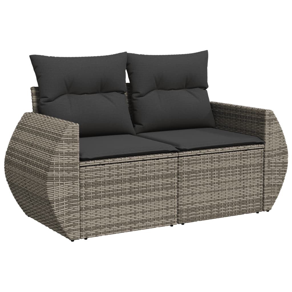 9-dijelni set vrtnih sofa od poliratana s jastucima sivi