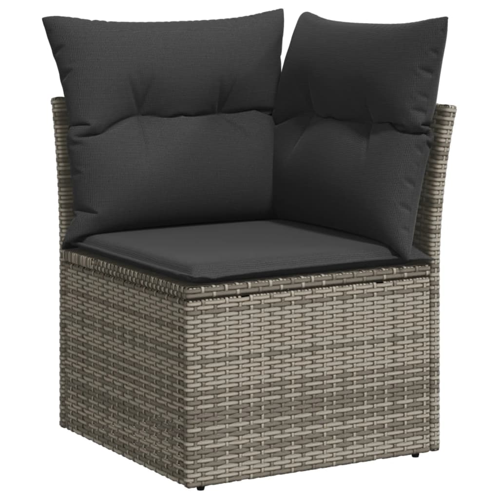 9-dijelni set vrtnih sofa od poliratana s jastucima sivi