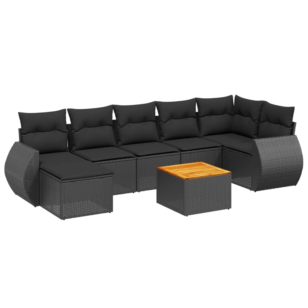 8-dijelni set vrtnih sofa od poliratana s jastucima crni