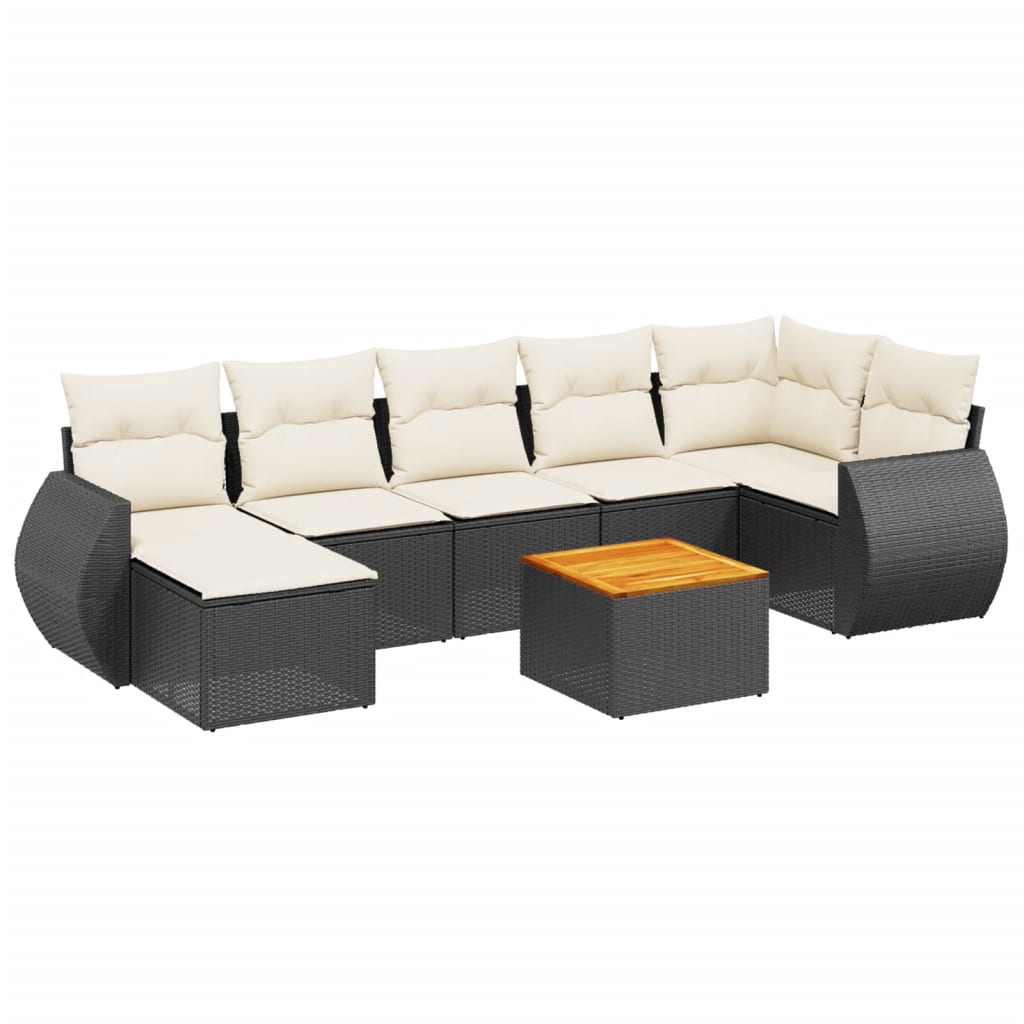 8-dijelni set vrtnih sofa od poliratana s jastucima crni
