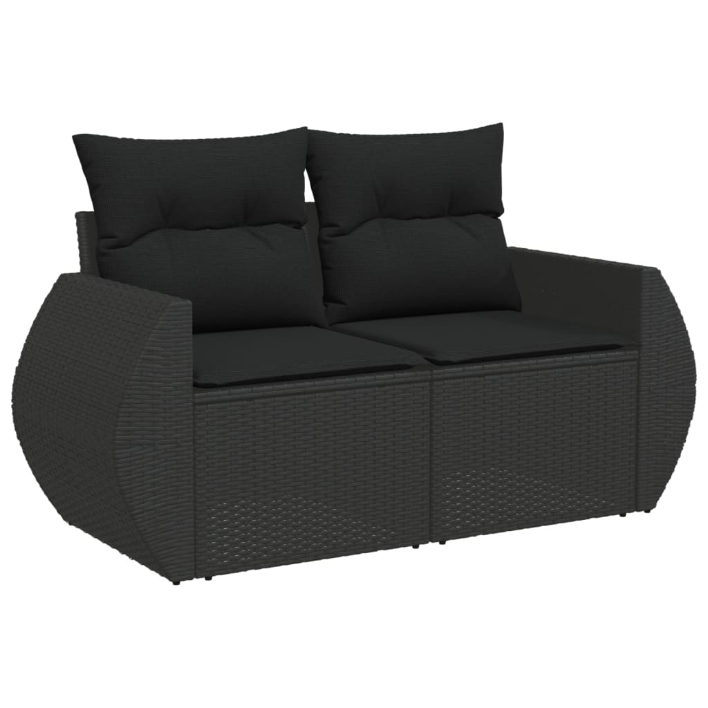 8-dijelni set vrtnih sofa od poliratana s jastucima crni