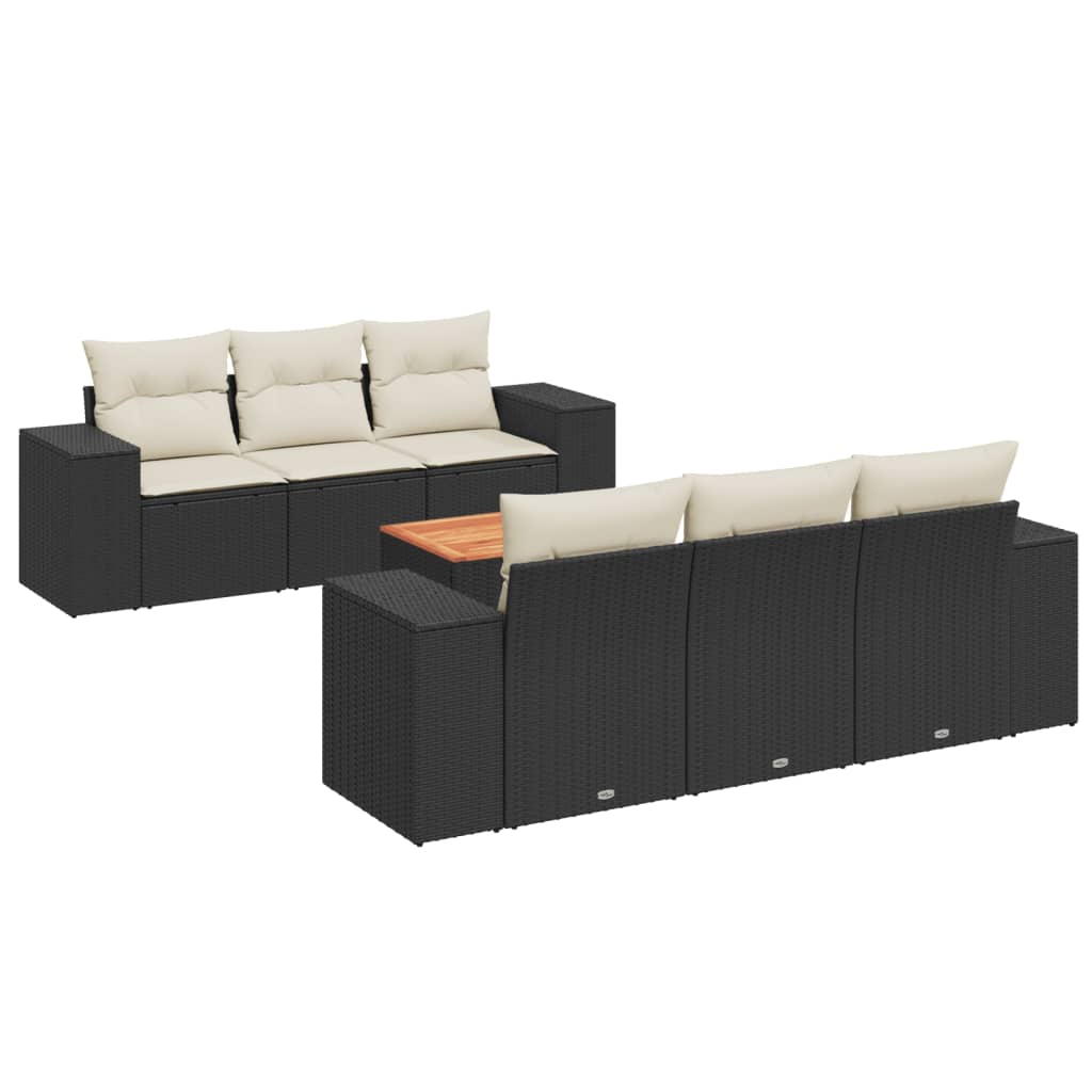 7-dijelni set vrtnih sofa od poliratana s jastucima crni