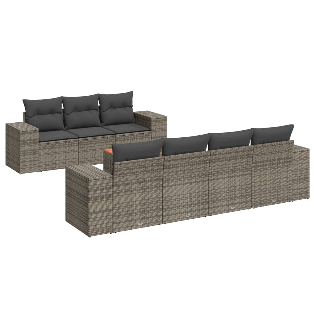 8-dijelni set vrtnih sofa od poliratana s jastucima sivi