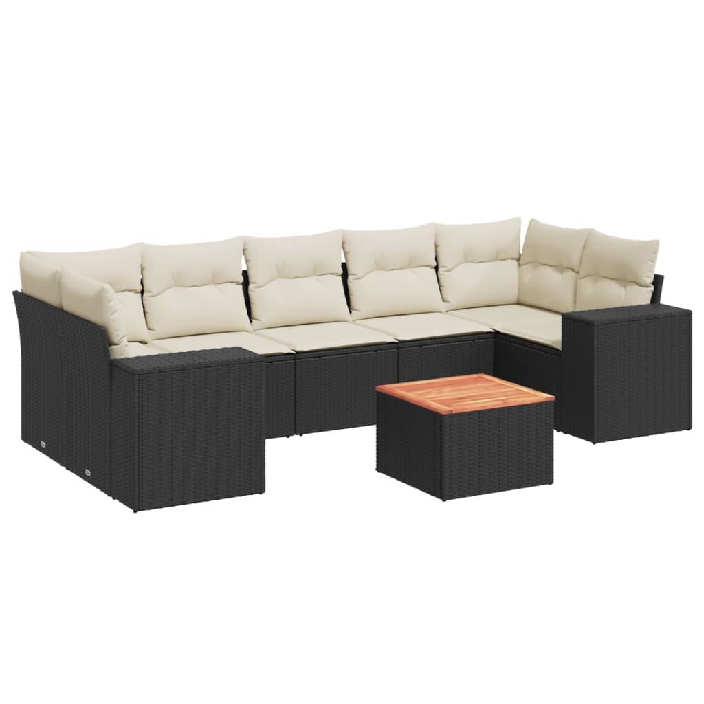 8-dijelni set vrtnih sofa od poliratana s jastucima crni