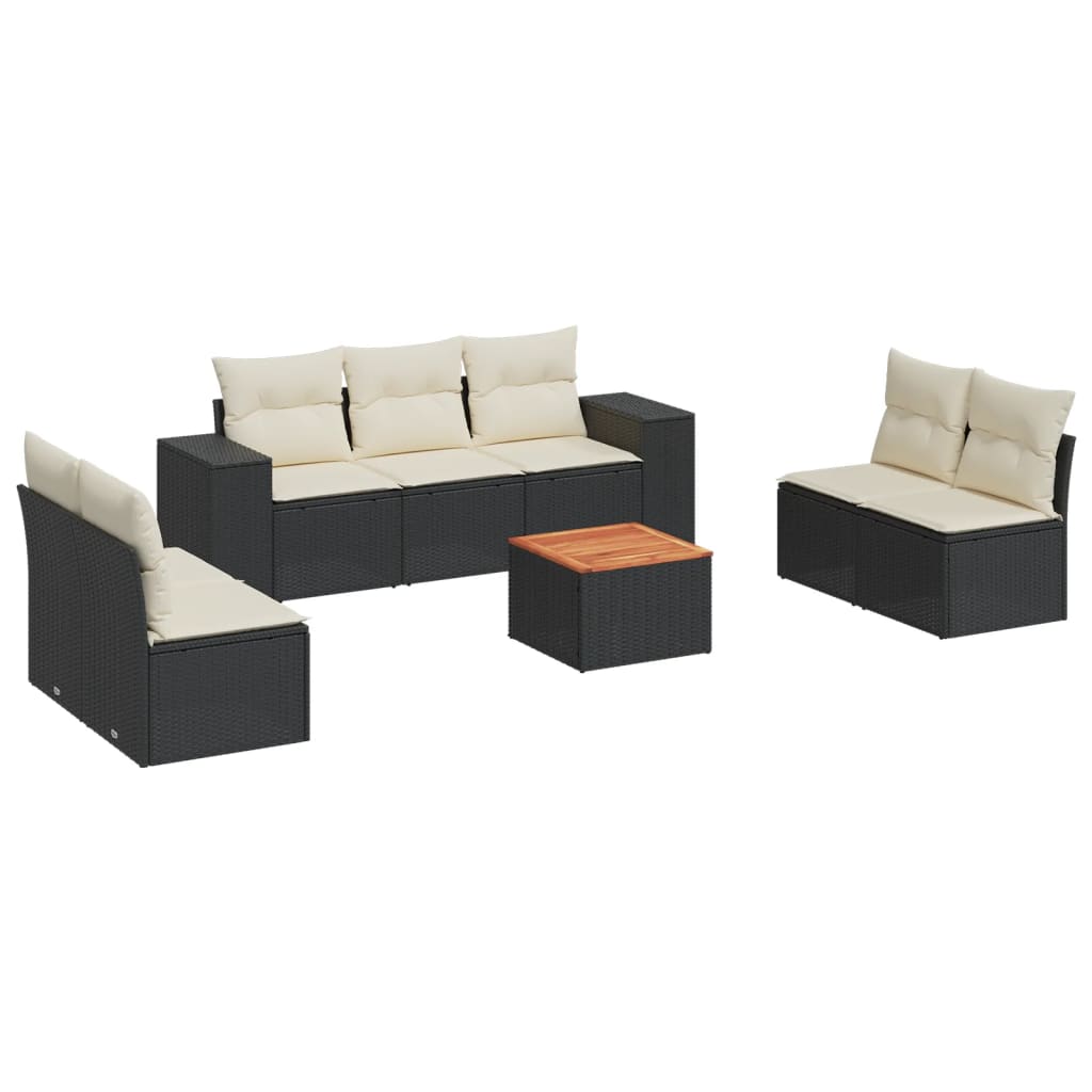 8-dijelni set vrtnih sofa od poliratana s jastucima crni