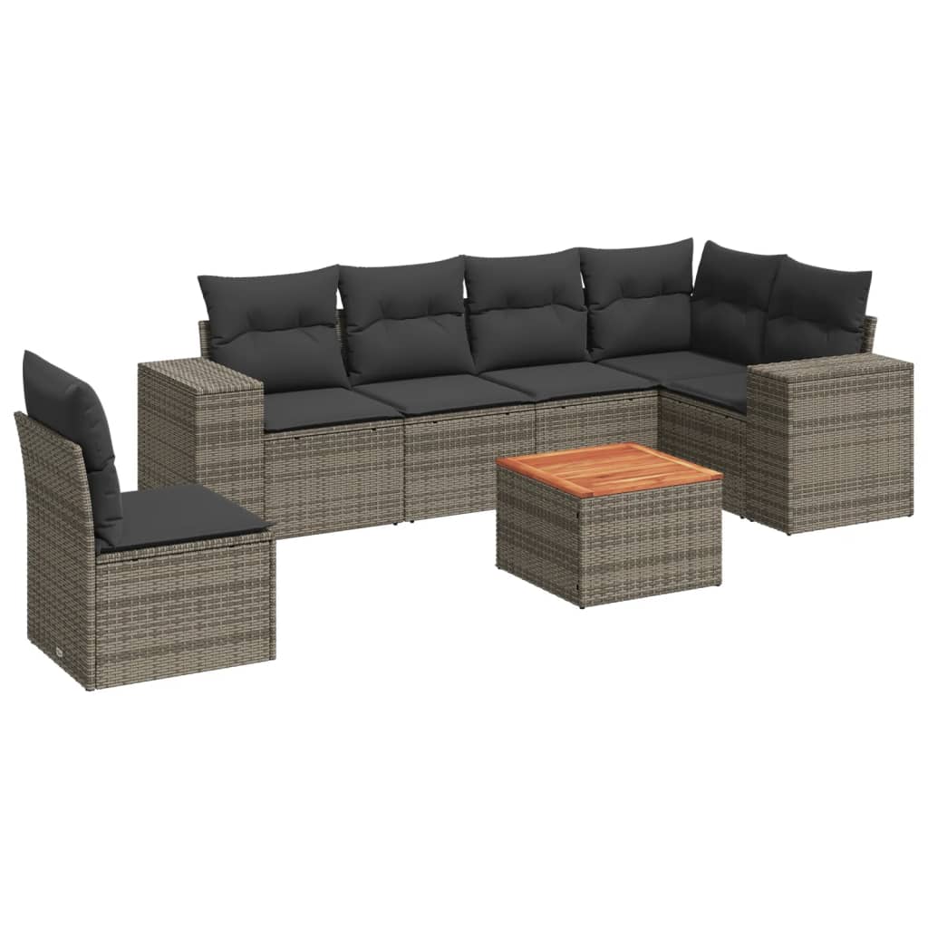 7-dijelni set vrtnih sofa sivi od poliratana