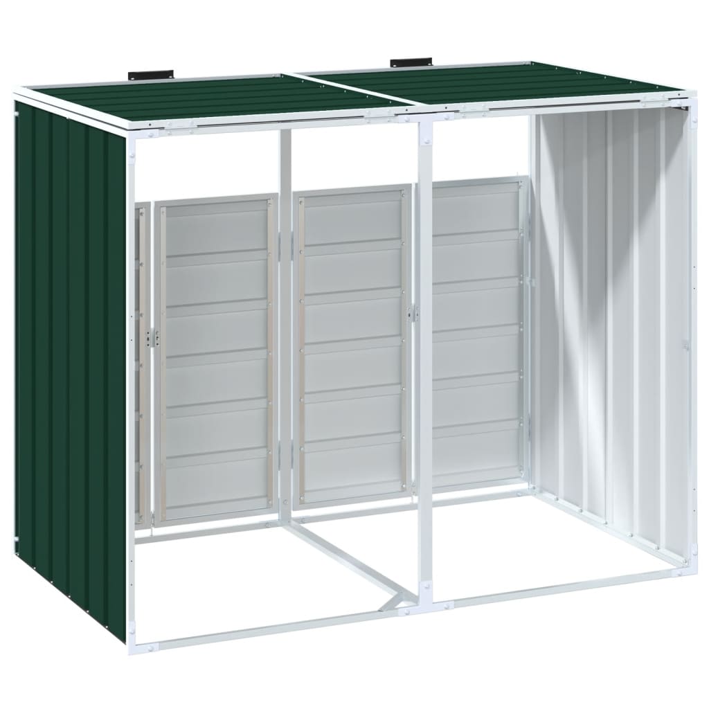 Spremište za 2 kanta za otpad zelena 144x81x113 cm čelično