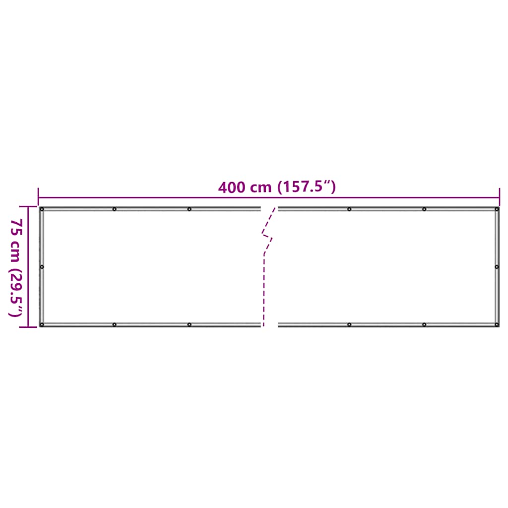 Balkonski zaslon za privatnost antracit 400 x 75 cm PVC