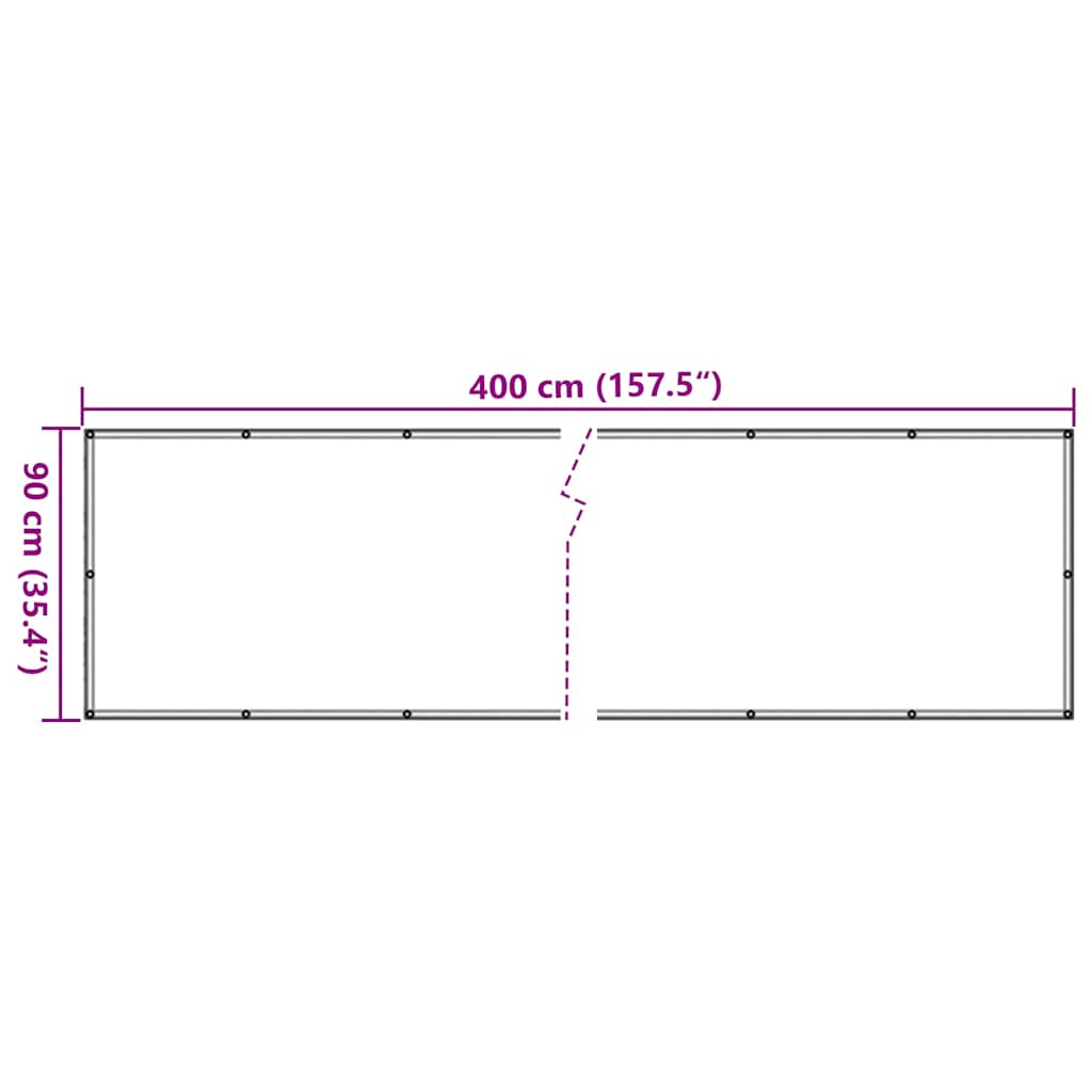 Balkonski zaslon za privatnost sivi 400 x 90 cm PVC