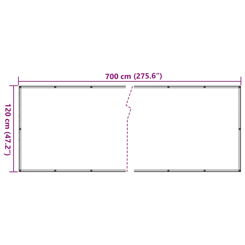 Balkonski zaslon za privatnost bijeli 700 x 120 cm PVC