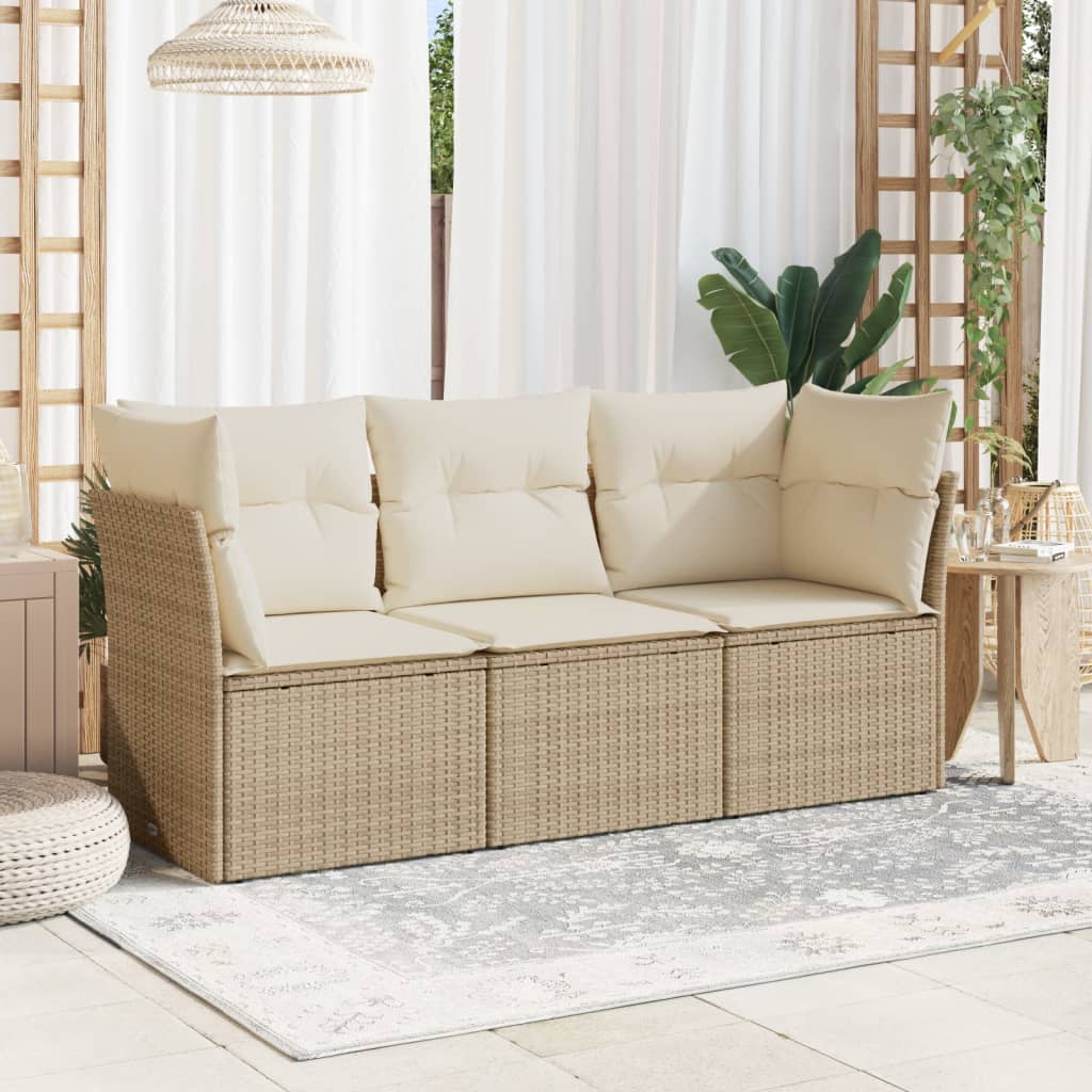 3-dijelni set vrtnih sofa od poliratana s jastucima bež