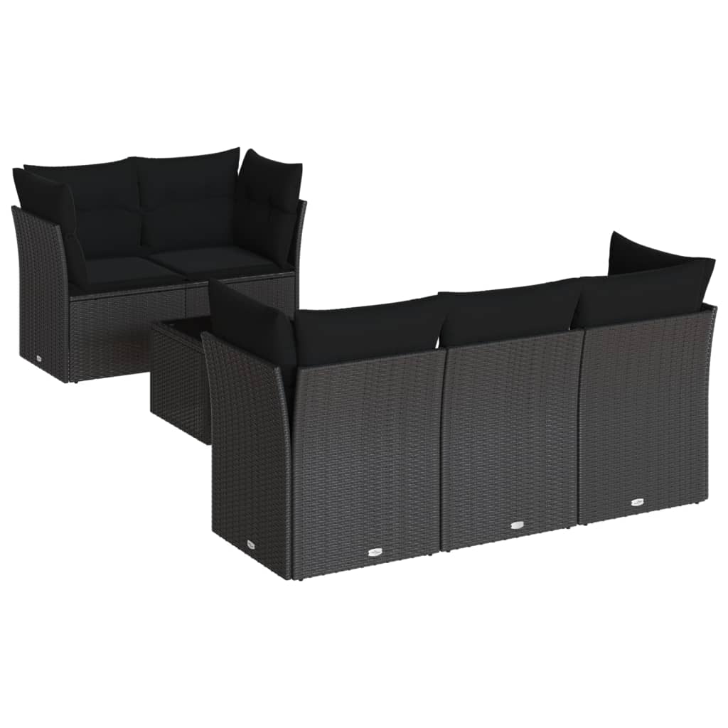 6-dijelni set vrtnih sofa s jastucima crni od poliratana