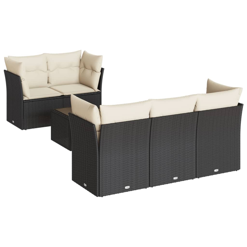 6-dijelni set vrtnih sofa s jastucima crni od poliratana