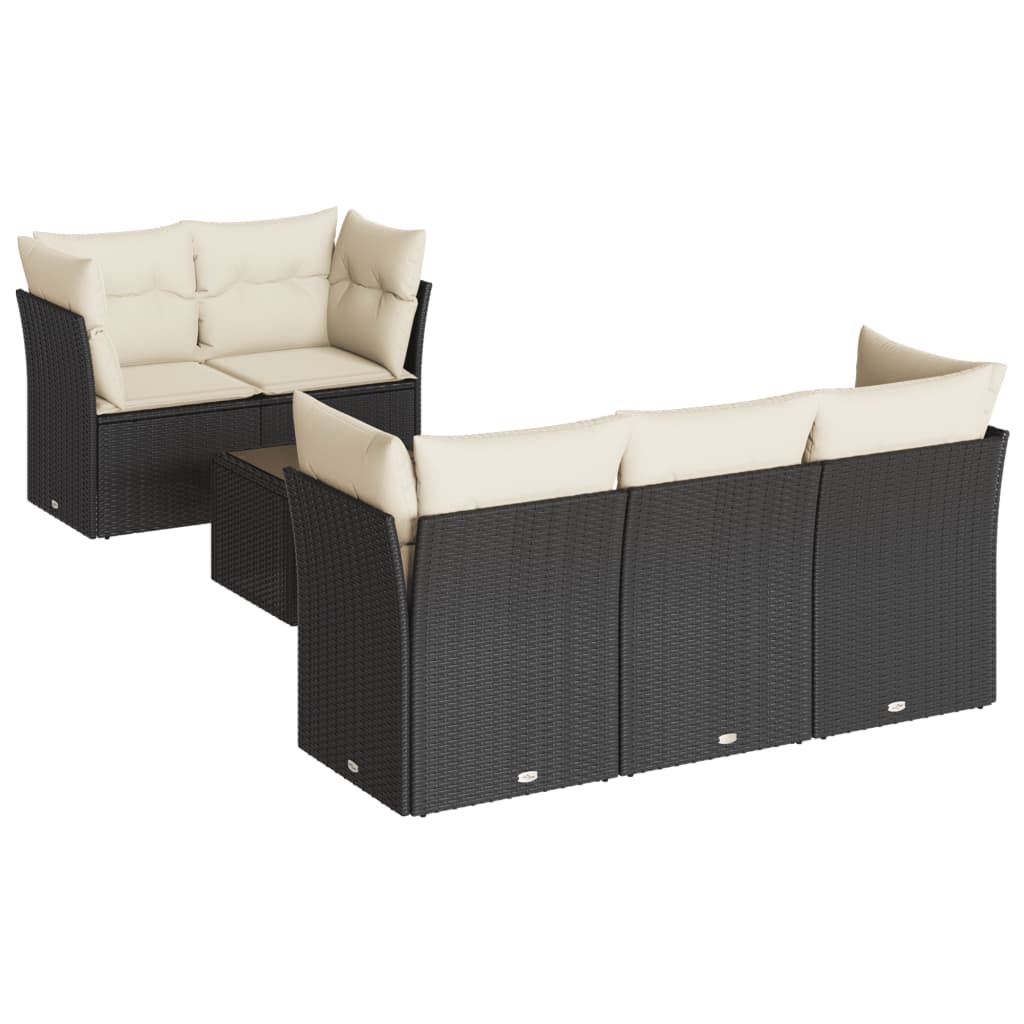 7-dijelni set vrtnih sofa od poliratana s jastucima crni
