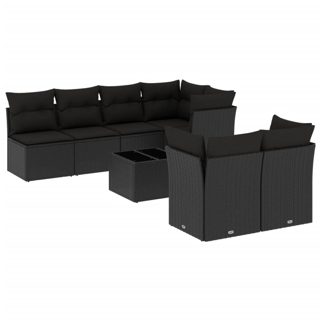 8-dijelni set vrtnih sofa od poliratana s jastucima crni