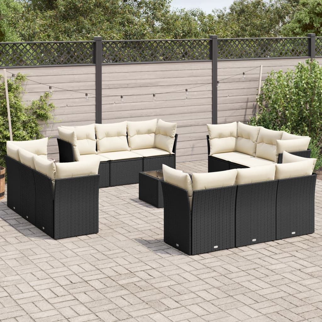 13-dijelni set vrtnih sofa s jastucima poliratan crni